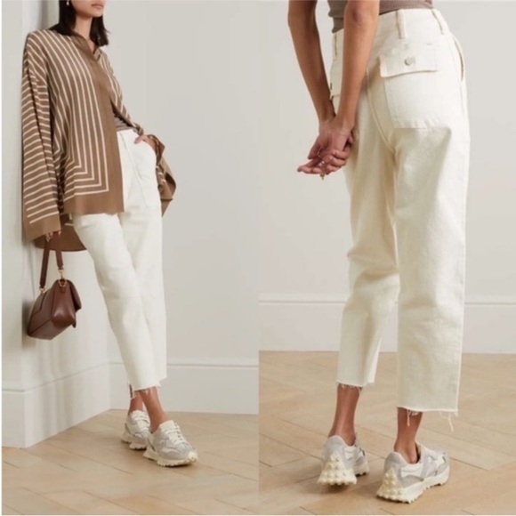 Mother Jeans Patch Pocket Private Ankle Fray in Cream Puff - Picture 1 of 9